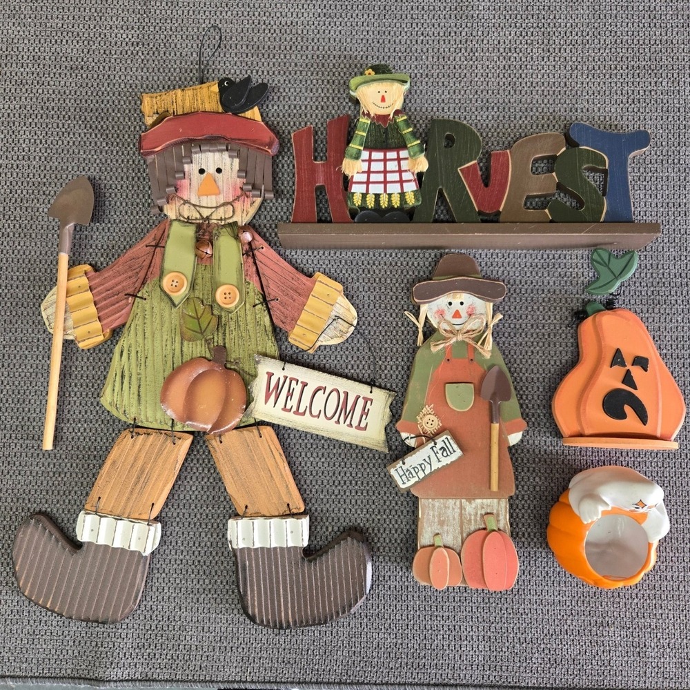 Fall Decor Lot Bundle Decoration Scarecrow Harvest Pumpkin Halloween Wall Art